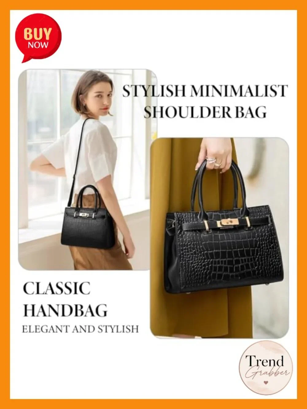 Premium Faux Leather Croc-Embossed Satchel Bag Top-Handle Crossbody Purse with
